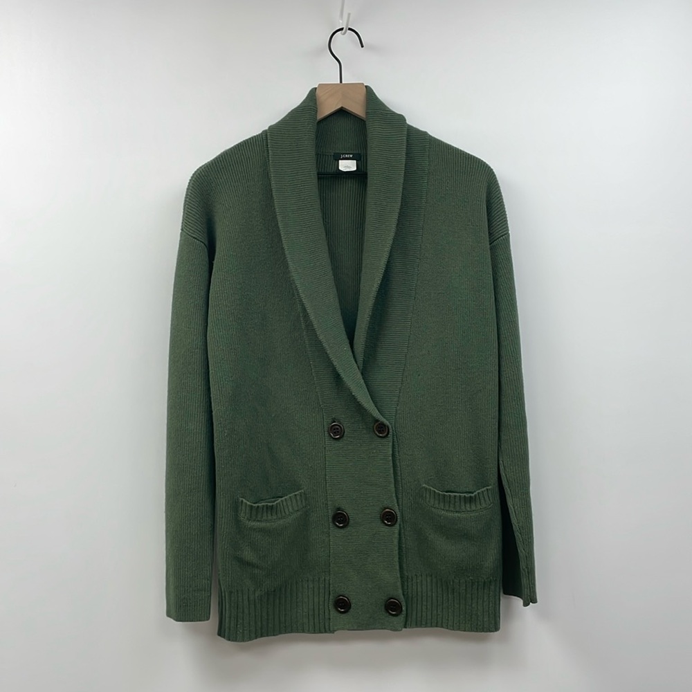J. Crew Wool Cashmere Knit Double Breasted Relaxed Cardigan Sweater